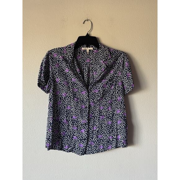 Maje Cipensa Printed Shirt Women’s Size 1 Short Sleeve Multi Color Print Buttons - Picture 1 of 7